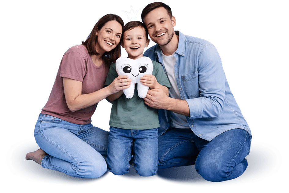 Happy famliy with tooth toy